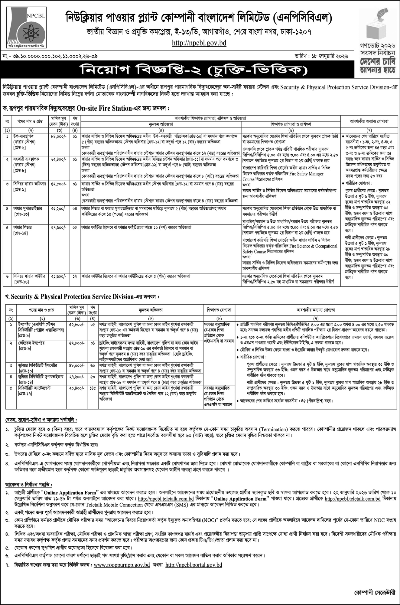নিউক্লিয়ার পাওয়ার প্লান্ট নিয়োগ ২
